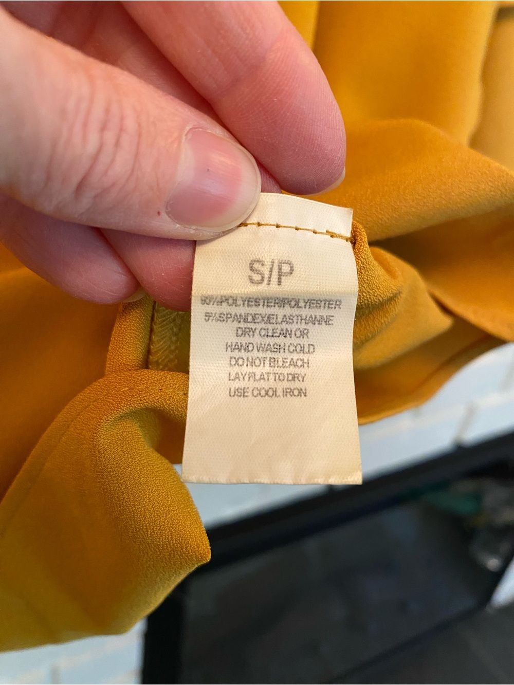 Rescue Lab Lord & Taylor Mustard Ruffle Sleeve Blouse Size Small Made in USA - Picture 8 of 9